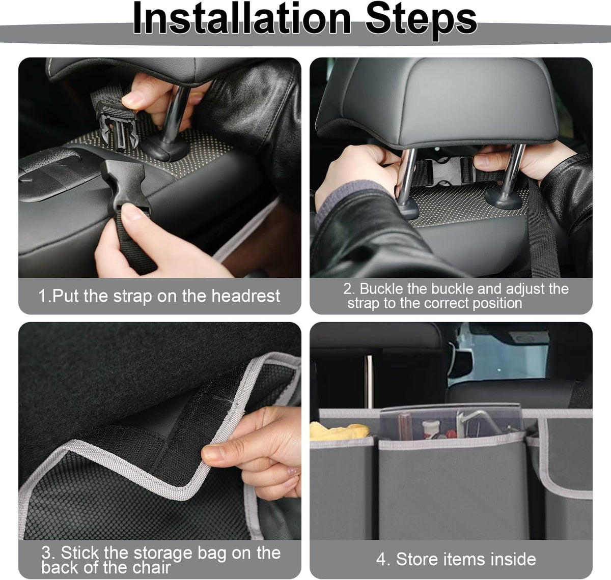 UYYE Trunk Hanging Organizer, Backseat Bag, Car Interior Accessories with 4 Pockets & 2 Mesh Pouches for Groceries, Will Provide More Storage Trunk Space for SUV, Jeep, MPVs