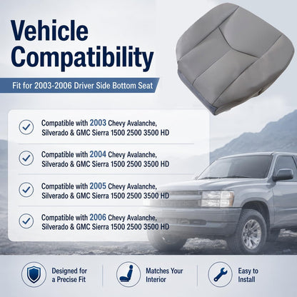 NLQR #522 Light Tan Front Driver Bottom Replacement Seat Cover Microfiber Leather Compatible with Chevy Avalanche Tahoe Suburban GMC Yukon XL 2003 2004 2005 2006