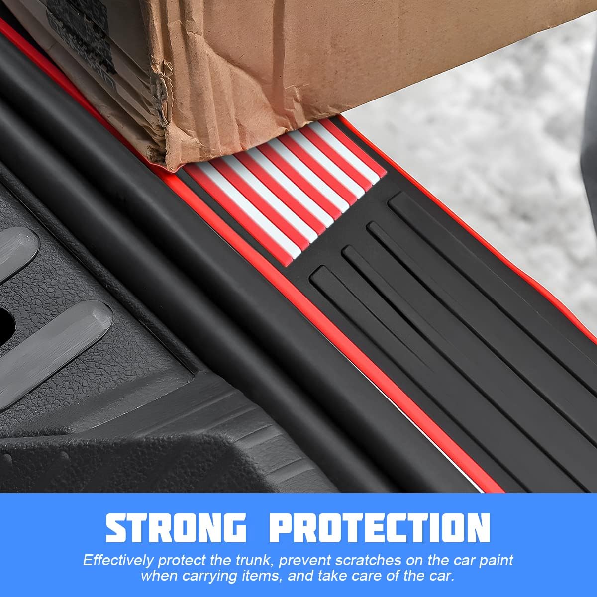 Car Rear Bumper Protector Guard, Anti-Scratch Abrasion Rubber Trunk Door Entry Sill Guard, Non-Slip Vehicle Trim Cover Protection Strip, Car Accessories for Most Cars and SUV (Black/Red/35.4" x2.7)