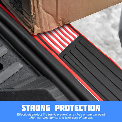 Car Rear Bumper Protector Guard, Anti-Scratch Abrasion Rubber Trunk Door Entry Sill Guard, Non-Slip Vehicle Trim Cover Protection Strip, Car Accessories for Most Cars and SUV (Black/Red/35.4" x2.7)