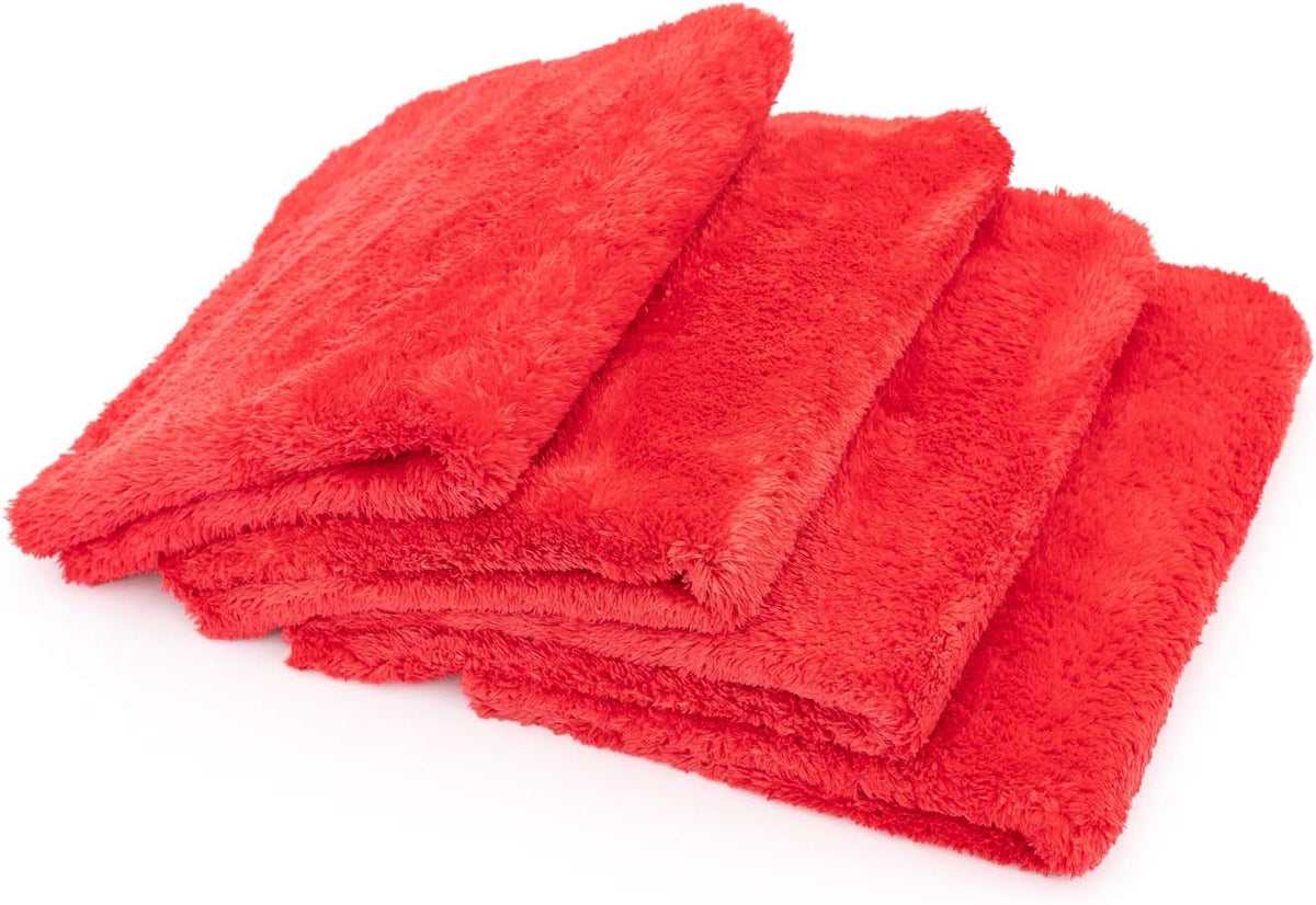 The Rag Company - Eagle Edgeless 500 (4-Pack) Professional Korean 70/30 Blend Super Plush Microfiber Detailing Towels, 500GSM, 16in x 16in, Blue