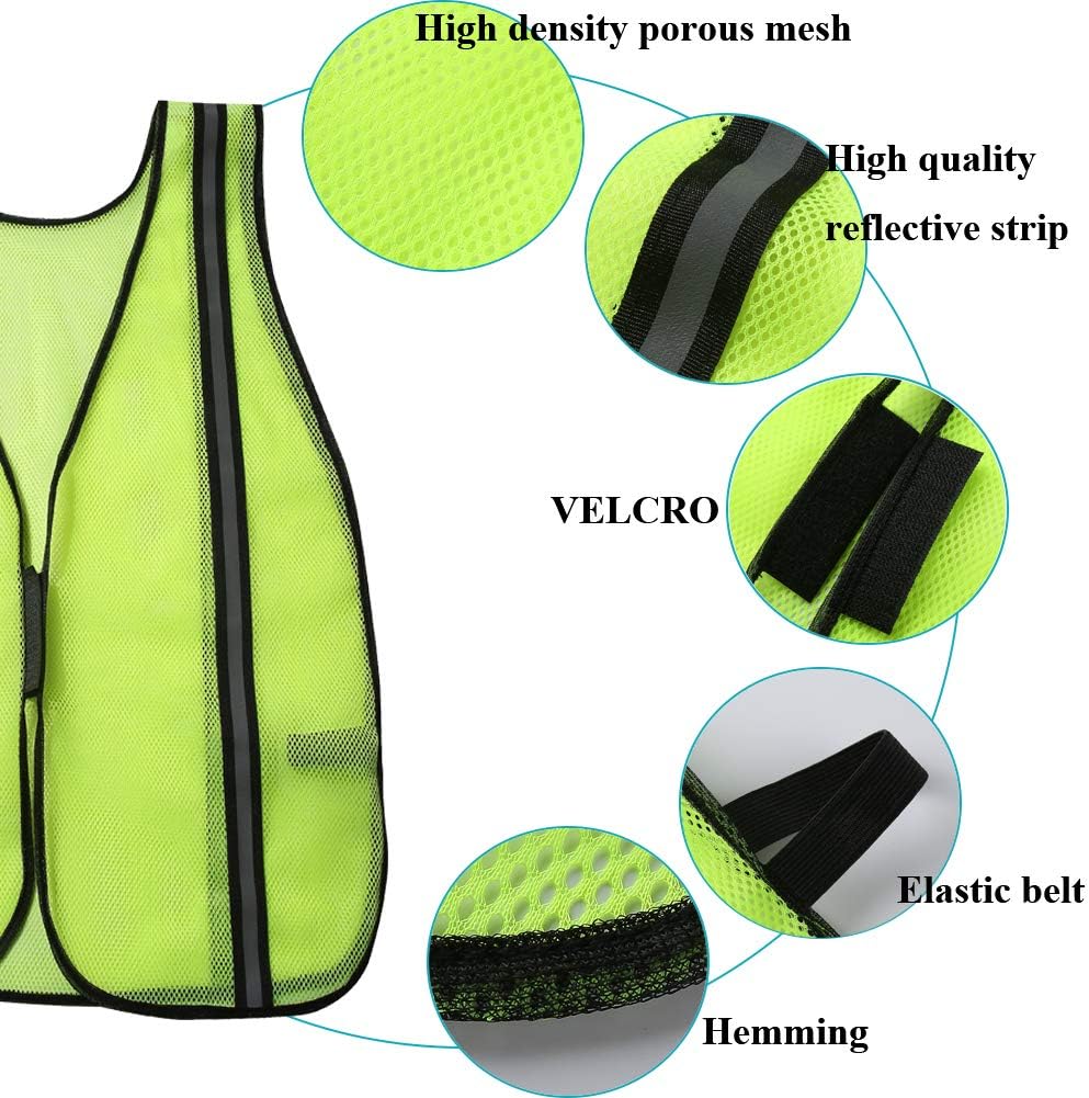 SIFE 10 Pack High Visibility Reflective Safety Vest,Made from Breathable and Neon Orange Mesh Fabric with Stretchable design,light weight for Man and Woman(Orange, 10 pack)