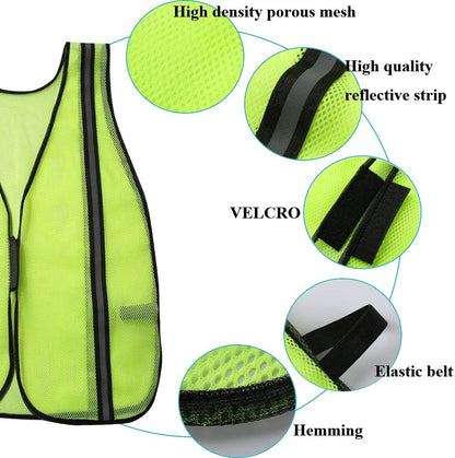 SIFE 10 Pack High Visibility Reflective Safety Vest,Made from Breathable and Neon Orange Mesh Fabric with Stretchable design,light weight for Man and Woman(Orange, 10 pack)