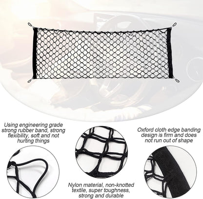 Car Rear Cargo Net, Adjustable Elastic Storage Organizer Net, Trunk Cargo Storage Net, Universal Fit for Car, Vehicle, SUV (43.3"x 15.8")