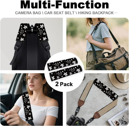2Pcs Soft Auto Seat Belt Cover Pad Cute Cat Print Colorful Car Seatbelt Shoulder Cushion for Comfortable Driving, Compatible with All Cars' Seatbelt and Backpack Straps