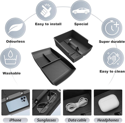 SKTU 2-Pack 2023 2024 2025 2026 Lexu s RX350 Center Console Organizer for 2023-2026 Lexu s RX350/RX450h/RX500h Console Tray 2023 2024 2025 2026 RX350 Accessories with Sunglasses Holder [Double Layers]