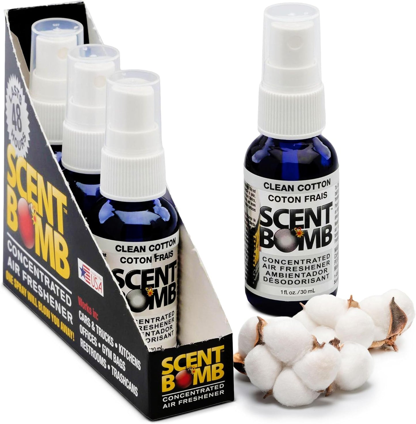 Scent Bomb Air Freshener Spray, Long-Lasting Odor Eliminator - Effective Deodorizer for Home & Car, Fresh Room Spray for Kitchen, Bathroom & Smell Neutralizer - 1 oz Pack of 4, Black Cherry Scent