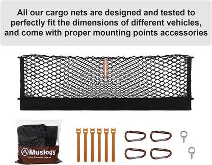 Muslogy Truck Bed Cargo Net Trunk Netting Compatible with 2023-2025 2026 Honda CR-V Accessories, Pickup Cargo Organizer SUV Sedan Storage Net w/Heavy Duty Carabiners - Colors B