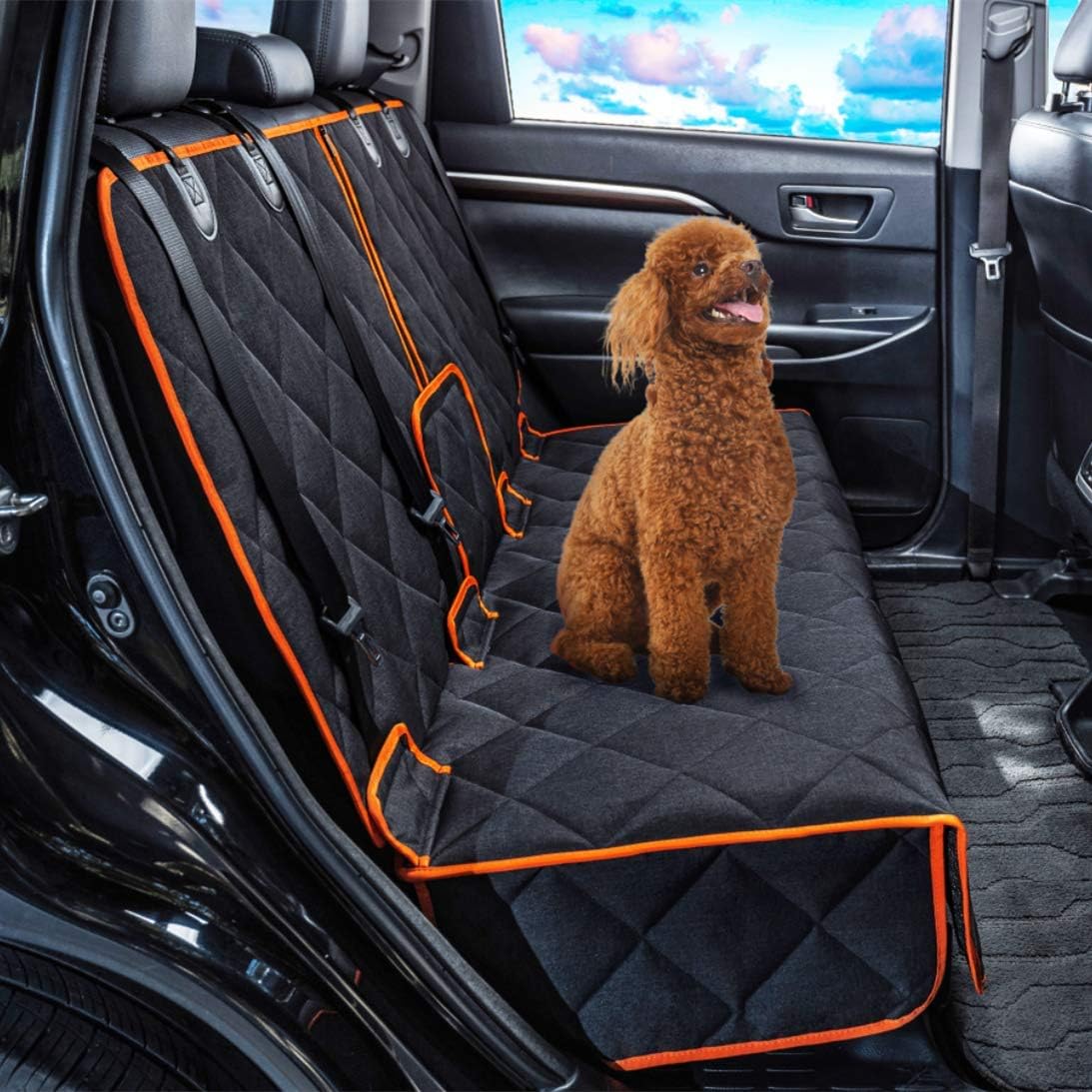 petalage Bench Dog Car Seat Cover for Back Seat Waterproof Seat Covers Durable Scratch Proof Nonslip, Protector for Pet Fur & Mud Washable Backseat Cover for Cars Armrest Compatible