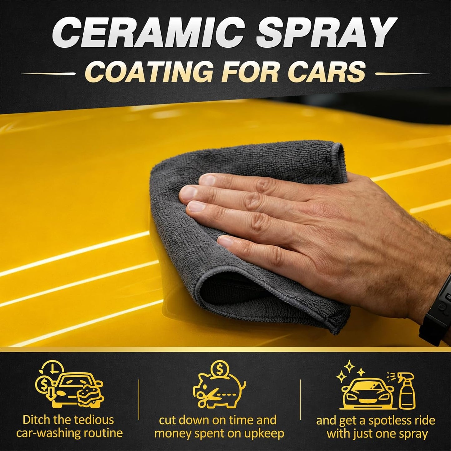 Extremely Hydrophobic Ceramic Coating, Multi-Use Ceramic Spray Coating for Vehicle, Boat, RV & Motorcycle, Adds High Gloss, Car Detailing Spray 16 oz