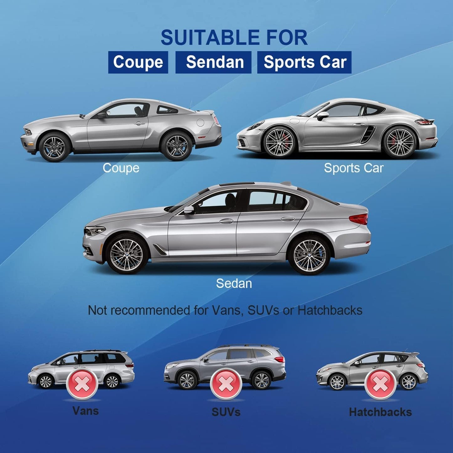 Car Cover Waterproof All Weather for Automobiles, Universal Fit Sedan Coupe Chevrolet Corvette/Camaro, Ford Mustang/Fusion, Honda Accord/Civic, KIA Optima, Hyundai Sonata, Nissan Maxima etc.