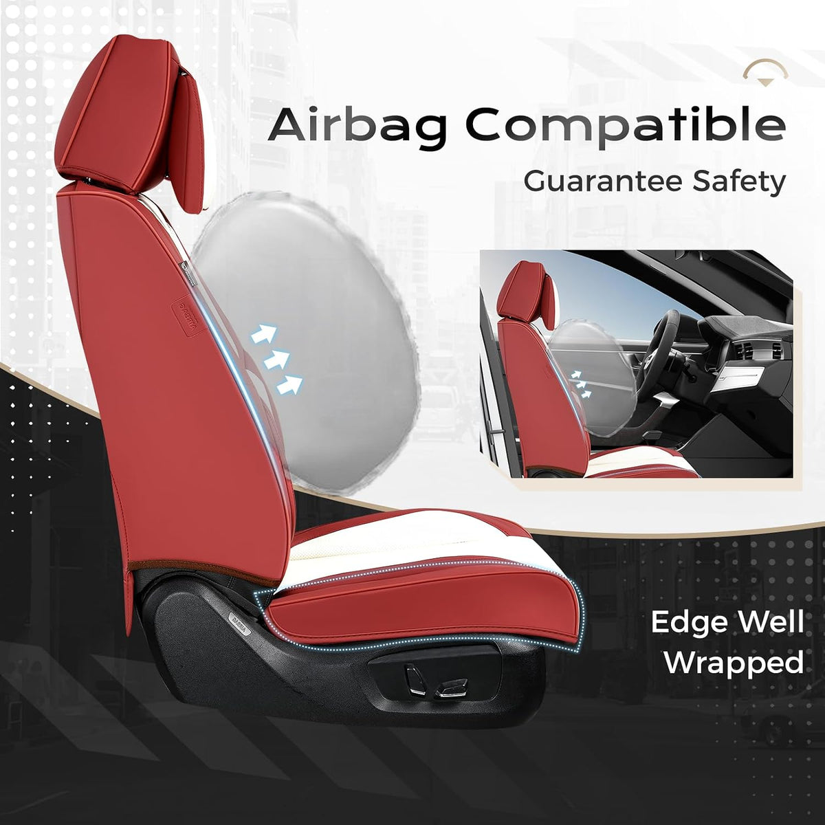Coverado Seat Covers Full Set, Black Seat Covers for Cars 5 Seats, Car Seat Protector, Waterproof Nappa Leather Car Seat Cushion, Front and Rear Car Seat Cover Fit for Most Sedans SUV Pick-up Truck - Colors B