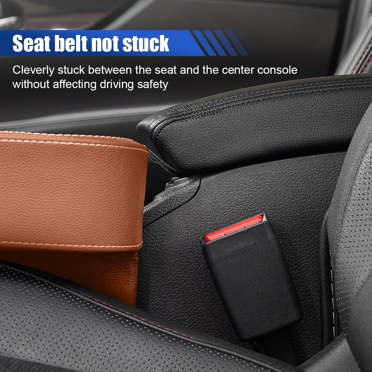 Car Cup Holder, Auto Front Seat Organizer, Multifunctional Cup Drink Holders with PU Leather Cover, Gap Filler Storage Box Coin Bucket Console Side Pocket Cell Mobile Phone Holder (Black)