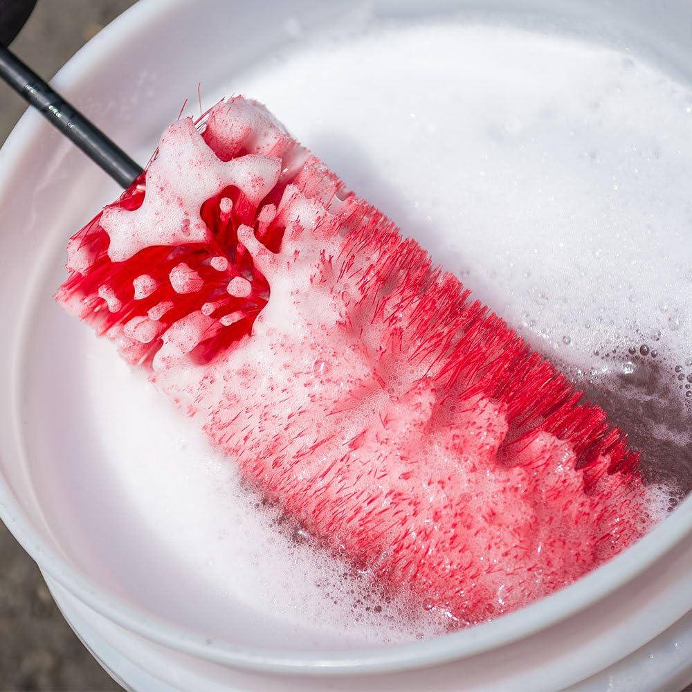 Chemical Guys Red Rocket Detailing Brush - Flexible Long-Reach Wheel and Rim Cleaning Tool for Cars, Trucks, SUVs, Motorcycles, and RVs - Safely Cleans Tight Spaces, Spokes, and Crevices