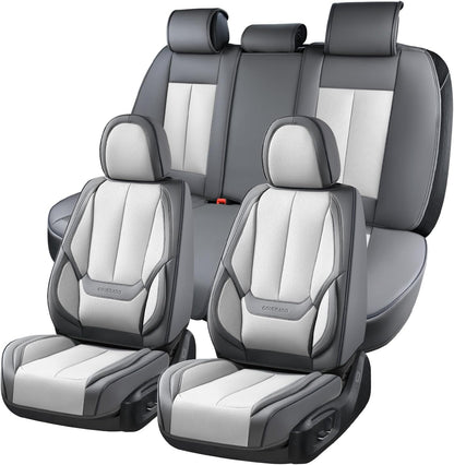 Coverado Seat Covers Full Set, Black Seat Covers for Cars 5 Seats, Car Seat Protector, Waterproof Nappa Leather Car Seat Cushion, Front and Rear Car Seat Cover Fit for Most Sedans SUV Pick-up Truck - Colors B