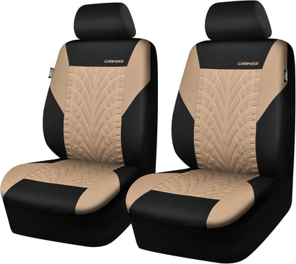 CAR PASS Car Seat Covers Full Sets, Front & Split Rear Bench for Car, 3D Tyre Embossed Automotive Interior Covers, Airbag Compatible, Quick Setup Universal Fit Seat Covers for Car, SUV(Charcoal)