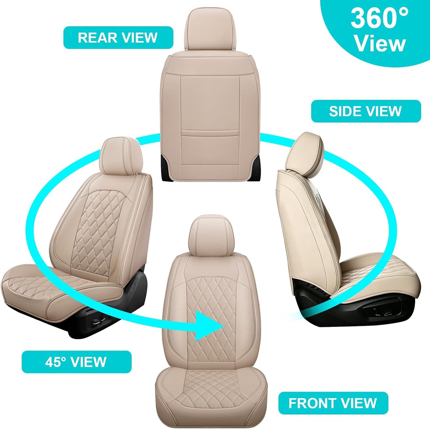 Car Seat Covers Full Set, Pink Leather Seat Covers for Car 5 Seats, Waterproof Car Seat Protector Front Seats Back Seat Cover, Automotive Carseat Cover Universal Fit for Most Cars SUV