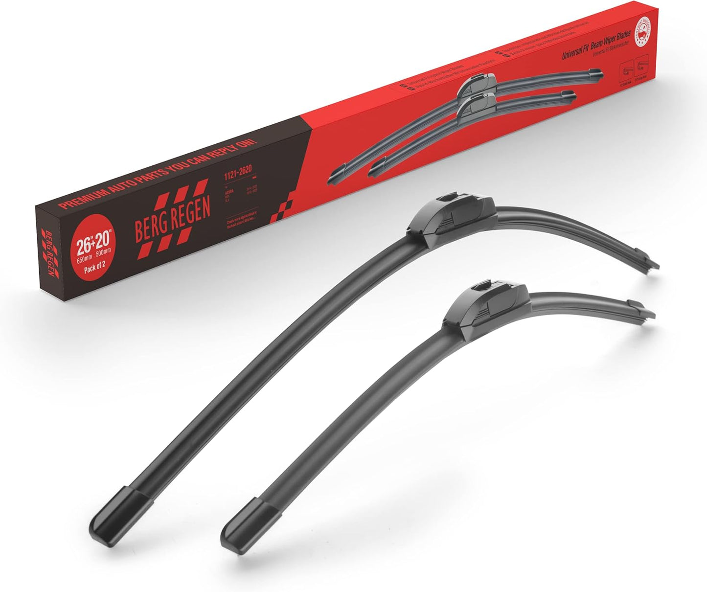 BERG REGEN 22"+19" Windshield Wiper Blades Replacement for Chevy Chevrolet Colorado 2006-2012, Suzuki Forenza 2004-2008, Ford Focus 2000-2011, GMC Canyon 2004-2012 –Genuine OEM Quality (Set of 2)