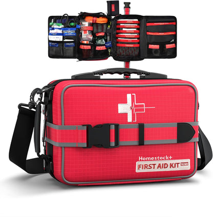 First Aid Kit, Professional Trauma First Aid Kit with Labelled Compartments Molle System for Car, Hiking, Backpacking, Camping, Traveling, and Cycling