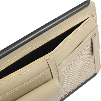 X AUTOHAUX Black Universal Car Sun Visor Organizer Sunglasses Case Storage Pocket Hook and Loop Tape ABS PU Leather for SUV RV Truck
