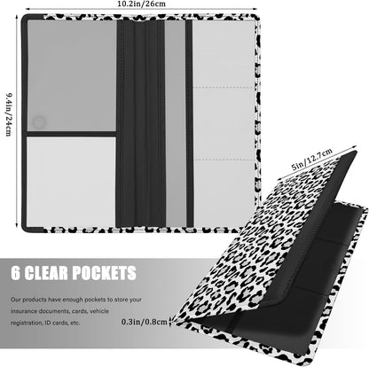 Car Registration and Insurance Holder, with Magnetic Closure for License, Cards and Documents, All Vehicle Needs and Car Accessories (Leopard-Black)