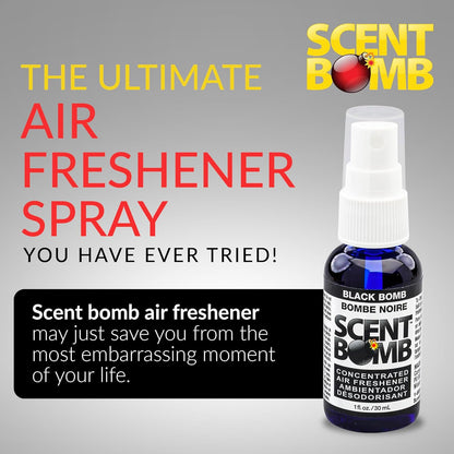 Scent Bomb Air Freshener Spray, Long-Lasting Odor Eliminator - Effective Deodorizer for Home & Car, Fresh Room Spray for Kitchen, Bathroom & Smell Neutralizer - 1 oz Pack of 4, Black Cherry Scent