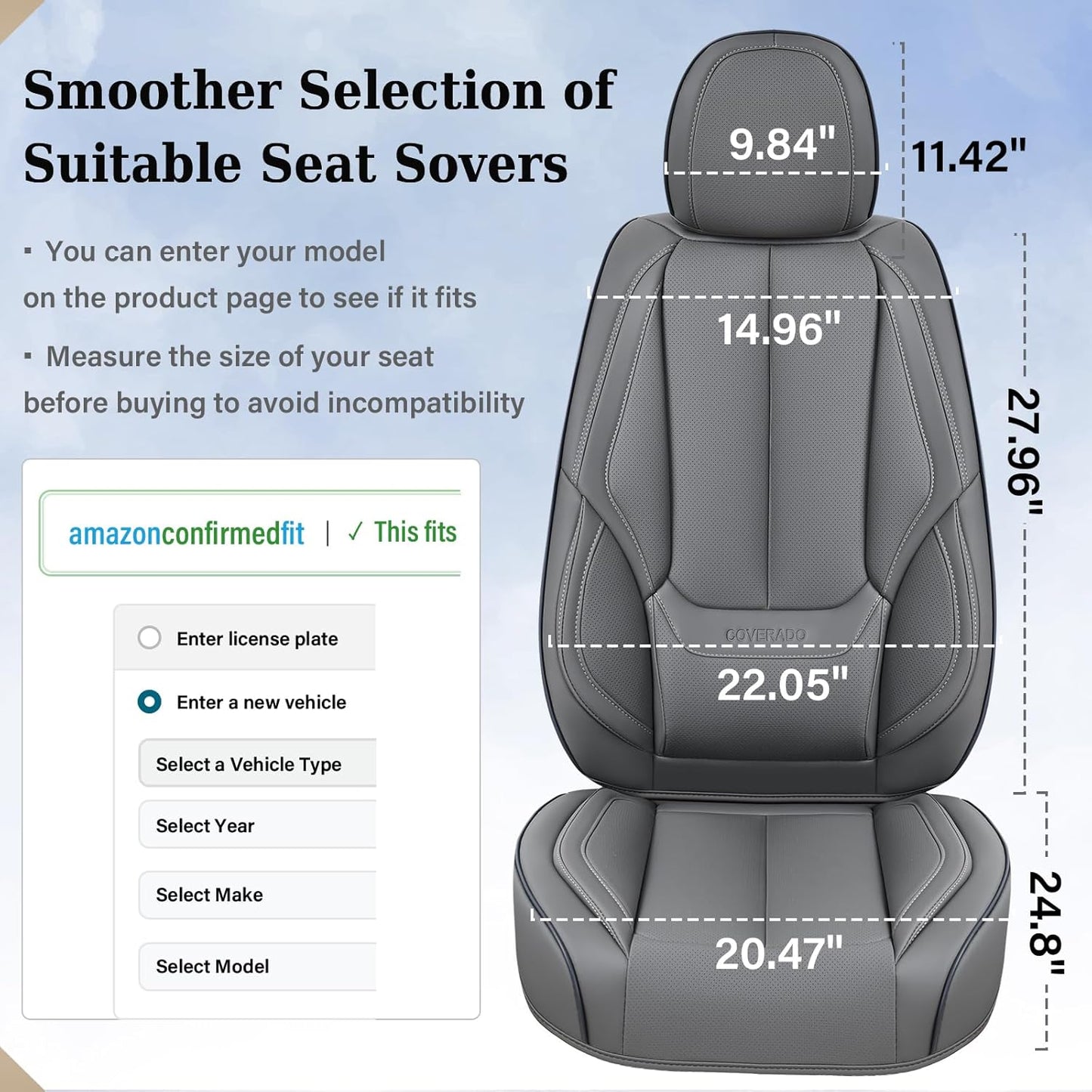 Coverado Seat Covers Full Set, Black Seat Covers for Cars 5 Seats, Car Seat Protector, Waterproof Nappa Leather Car Seat Cushion, Front and Rear Car Seat Cover Fit for Most Sedans SUV Pick-up Truck - Colors A