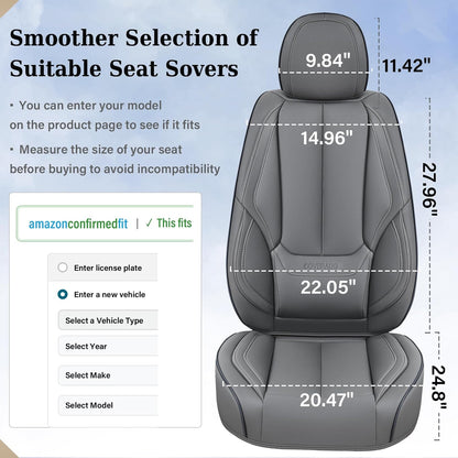 Coverado Seat Covers Full Set, Black Seat Covers for Cars 5 Seats, Car Seat Protector, Waterproof Nappa Leather Car Seat Cushion, Front and Rear Car Seat Cover Fit for Most Sedans SUV Pick-up Truck - Colors A
