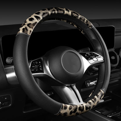 CAR PASS Waterproof Universal Car Floor Mats, Leopard Print Car Mats Fit for SUV,Vans,sedans, Trucks,Set of 4pcs Car Carpet with Driver Heel Pad and Nibs Backing, Leopard Car Accessories Gray Leopard