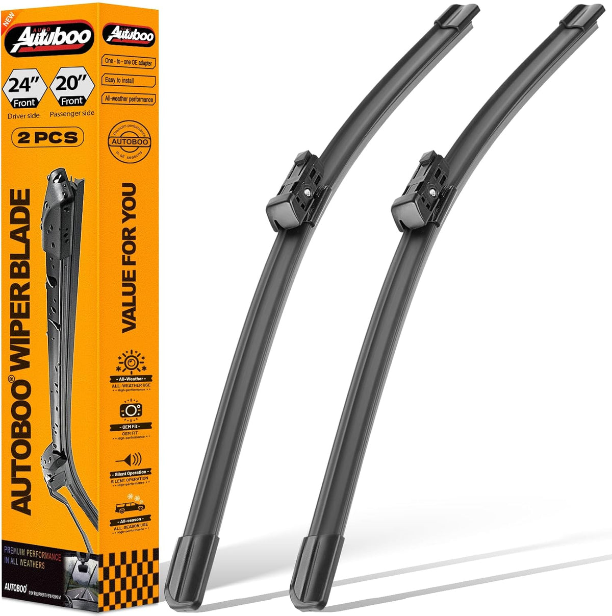 OEM Windshield Wipers Replacement for VW Volkswagen Jetta CC Passat Wiper Blades 2011 2012 2013 2014 2015 2016 2017 2018 2019-2023 -Original Factory Quality 24 and 19 inch (Set of 2) Top Lock 16mm