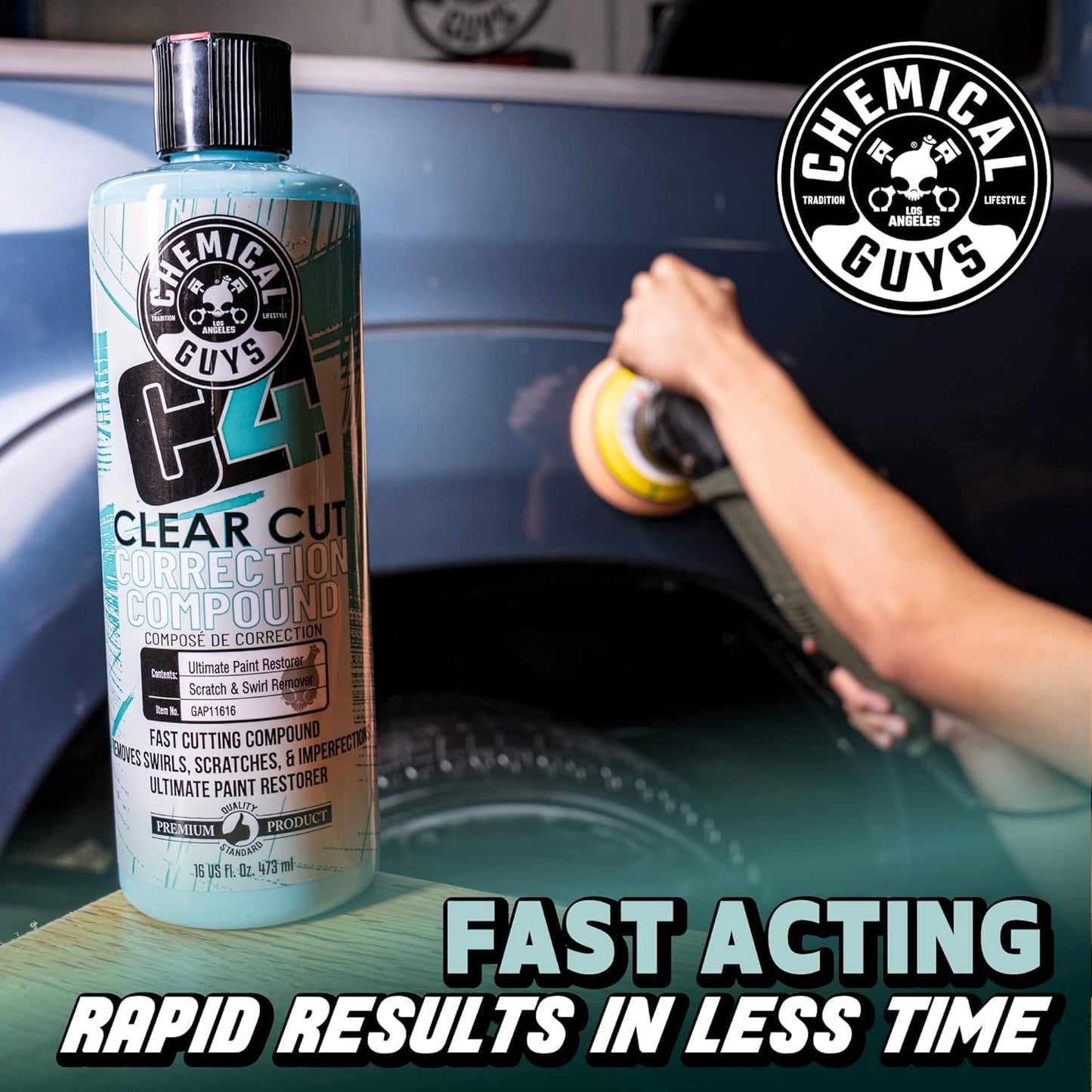 Chemical Guys C4 & P4 Clear Cut Correction Compound and Precision Paint Perfection Polish Combo - Removes Scratches, Swirls, Towel Marks, and Etching, Restores Gloss, Polishing Kit - 2 x 16 oz