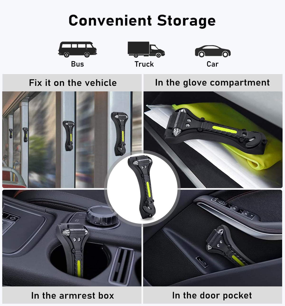 Car Safety Hammer 4 Pack, Car Window Glass Breaker and Seat Belt Cutter Car Emergency Escape Tool with Light Reflective Tape for Family Rescue, Life Saving Survival Kit