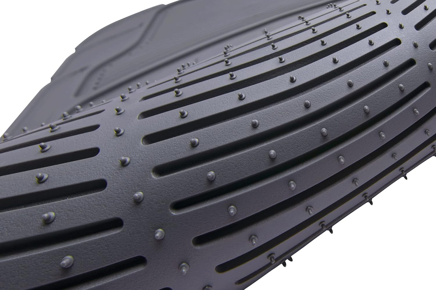 Amazon Basics Universal PVC Faux Rubber Car Floor Mats, Anti-Slip, All Weather Protection, Waterproof Flexible Trim to Fit for 95% Automotive SUV Sedans Trucks, Charcoal Pure Grey, Pack of 3