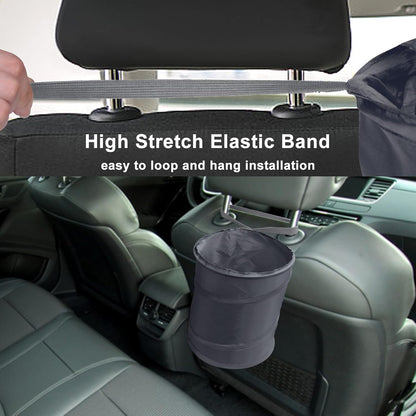 Car Trash Can, 2 Packs Mini Collapsible Pop-up Car Garbage Can, Waterproof Hanging Car Trash Bag with Velcro, Car Trash Bin, Black