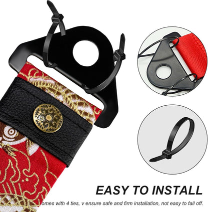 Racing Tow Strap, Stylish JDM Car Bumper Tow Strap Trailer Hook Belt for Decoration, Heavy Duty Nylon Traction Rope Universal Fit for Front or Rear Front Bumper (Black)