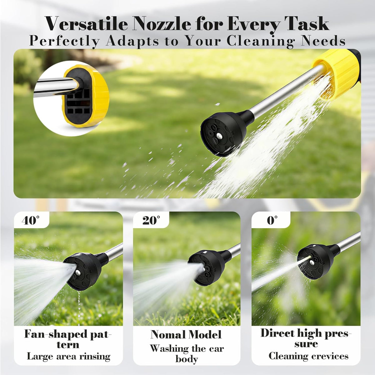 Car Wash Foam Gun for Garden Hose - High Pressure Foam Cannon Car Wash Kit with 3 Spray Modes - Professional Car Wash Hose Sprayer for Cars, Trucks, RVs, Motorcycles & More, Yellow