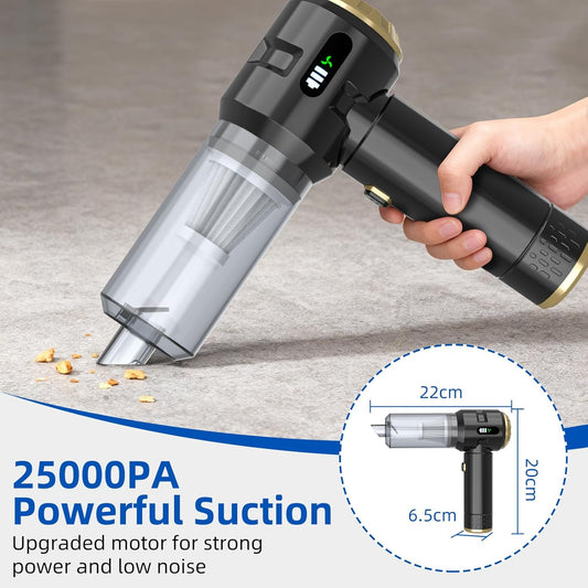 Sycoodeal Handheld Car Vacuum Cleaner, 25000PA Strong Cyclonic Suction Portable Mini Vacuum Cordless with Digital Display Lightweight Handheld for Pet Hair, Car, Home, Office, Kitchen(Silver)