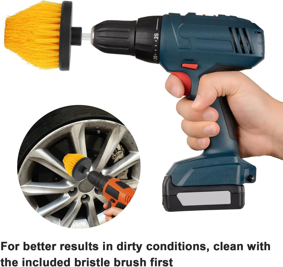 Linkstyle 5PCS Drill Polishing Ball Set, Car Wheel Polisher Sponge Pad Kit with Long Extension Pole & Cleaning Brush, Buffing Ball for 1/4" Hex Drill, Car Rim and Metal Surface Polishing Tool
