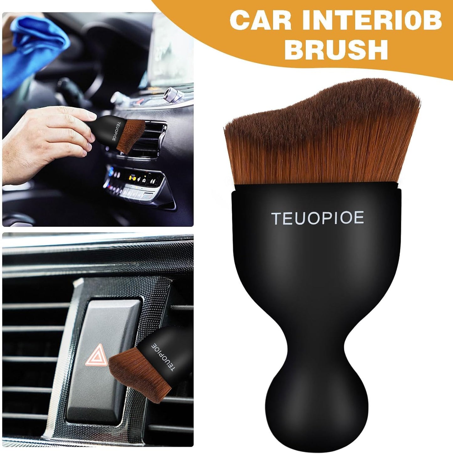 Car Interior Cleaning Brush, Car Duster Interior,Car Detailing Brush Dusting Brush,Car Interior Cleaning Tool, Auto Soft Hair Car Brush,Auto Interior Dust Brush for Air Vents(Brown)