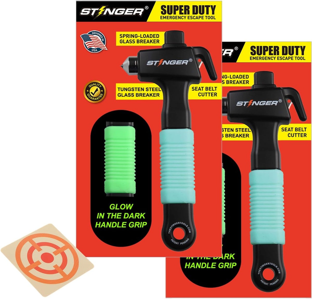 Stinger Super Duty Car Emergency Escape Tool, Hardened Carbon Steel Vehicle Safety Hammer, Spring Loaded Window Breaker, Razor Sharp Seat Belt Cutter, Auto Accident Life-Saving Rescue Tool (Orange)