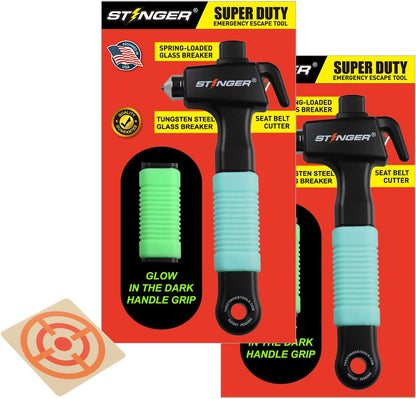 Stinger Super Duty Car Emergency Escape Tool, Hardened Carbon Steel Vehicle Safety Hammer, Spring Loaded Window Breaker, Razor Sharp Seat Belt Cutter, Auto Accident Life-Saving Rescue Tool (Orange)
