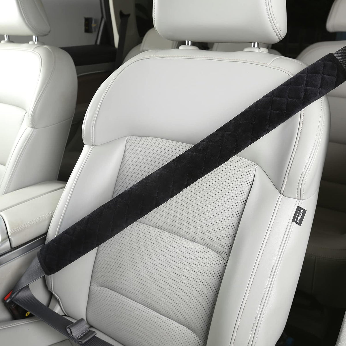 HighnessHwoo Extra Long Seatbelt Covers for Adults Kids Women & Men, Soft Car Seat Belt Strap Cushion for Sedan, SUV, Trucks, Shoulder Neck Chest Protector Pads, Auto Accessories, 1pc, Gray, 25.5in