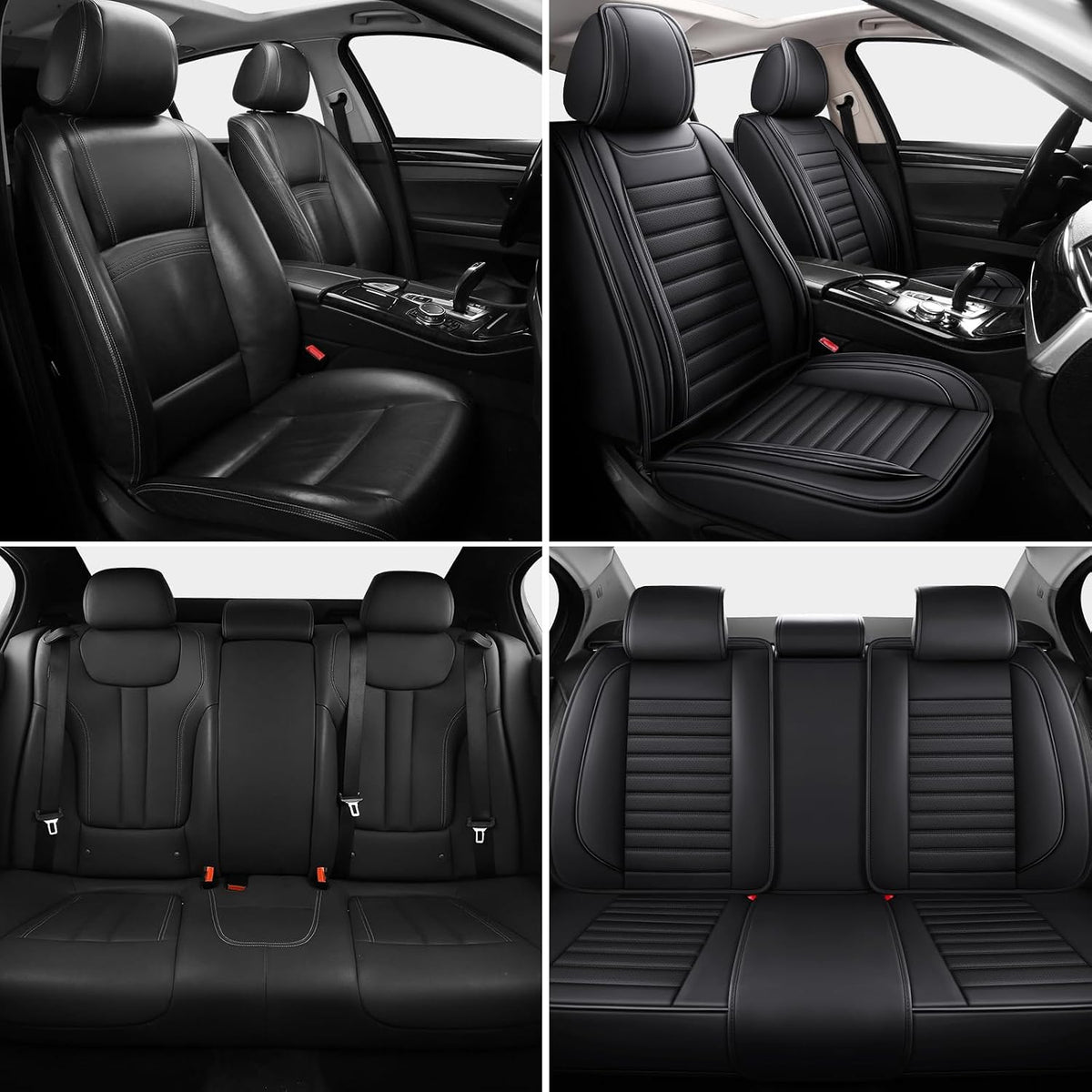MINGBRON Leather Car Seat Covers,Car Seat Protector Waterproof,Seat Covers Full Set, Car Seat Protectors 5 Seats,Automotive Seat Covers Fit Most Cars Wine Red