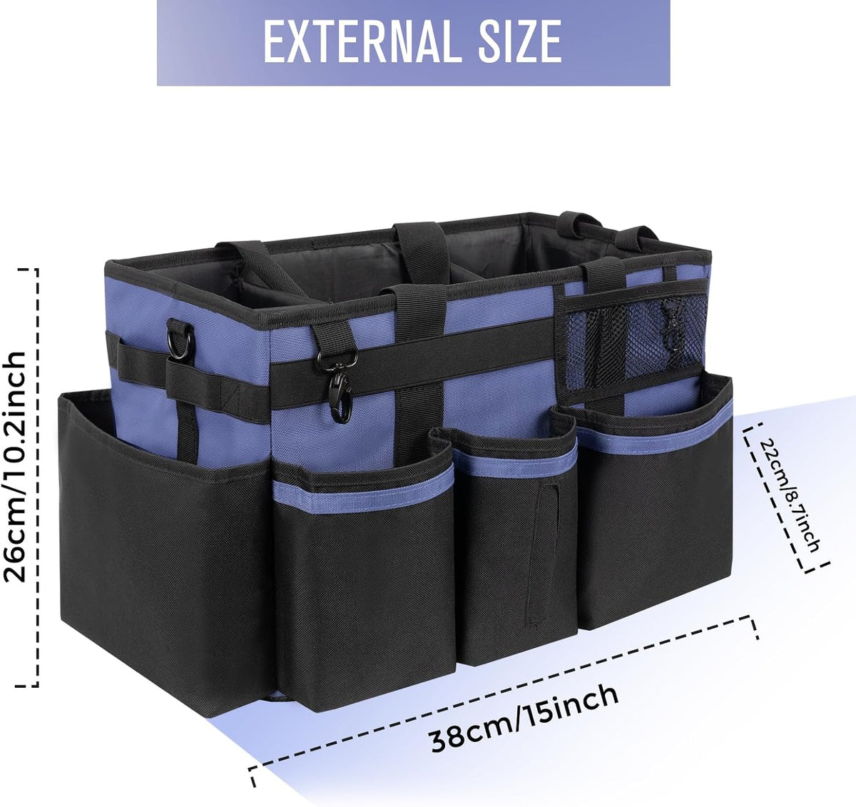 SCAVATA Wearable Cleaning Caddy Organizer with Handle & Shoulder Straps for Housekeepers, Under Sink & Car Cleaning Tool Organizer Bag with 4 Foldable Dividers (Green)