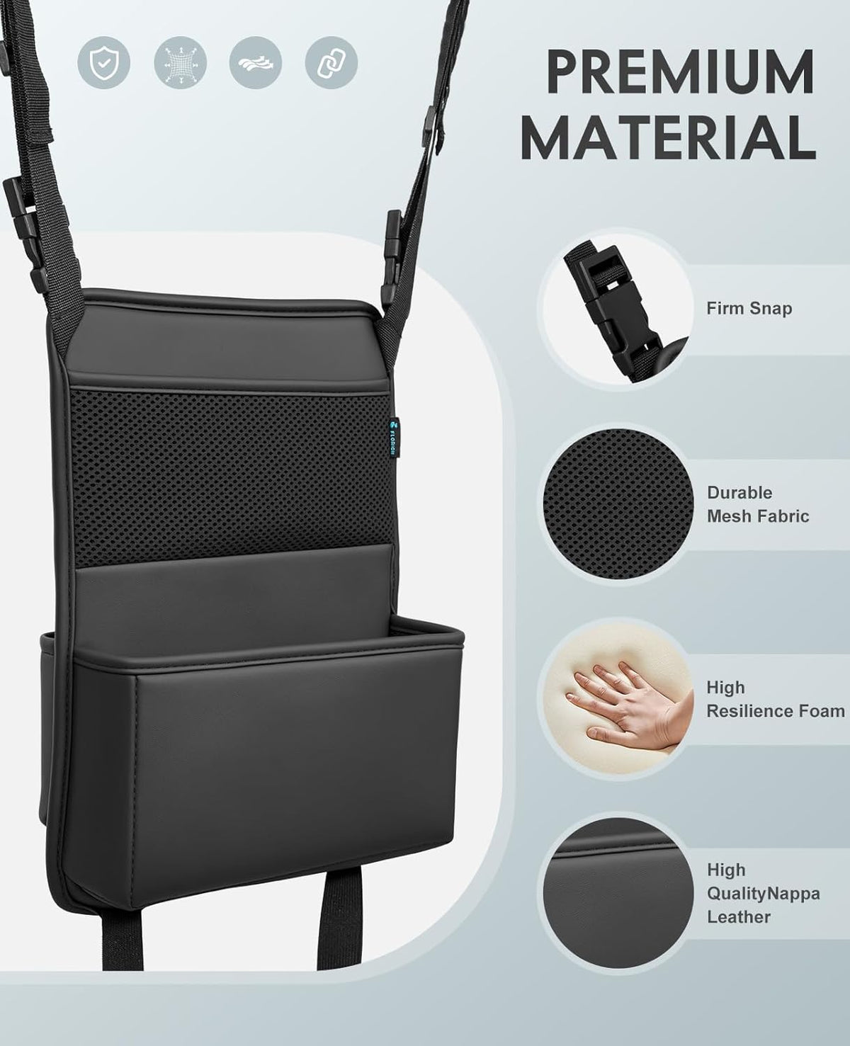 FLORICH Car Seat Gap Filler, Pro-Seats Gap Filler Organizer and Storages 2-in-1, Premium Leather Center Console Organizer, Car Organizer Front Seat Universal Fit for Car SUV Truck