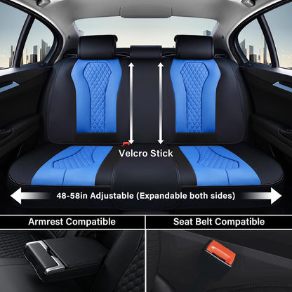 Coverado Seat Covers, Car Seat Covers Full Set, Black Car Seat Cover, Car Seat Covers Front Seats Back Seat Cover, Waterproof Car Seat Cushion, Leather Seat Covers Seat Protector Fit for Most Cars