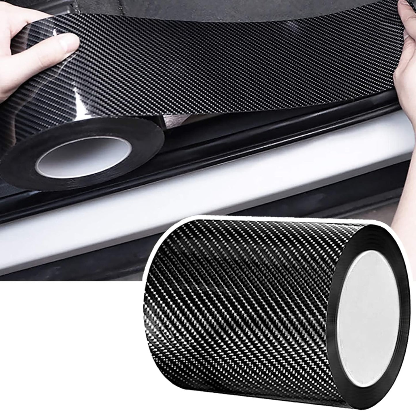 DGSL Car Door Edge Guards Door Sill Protector, 2.7In x 33Ft 5D Carbon Fiber Car Wrap Film, Vinyl Automotive Wrap Film Anti-Collision Fits for Most Vehicles (Black)