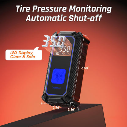 OlarHike Tire Inflator Portable Air Compressor, Lightning-Fast Inflation, Dual Power - 6000mAh & 12V DC, Cordless Air Pump for Car Tires, Bikes, Motorcycle, Balls with LED & Digital Pressure Gauge