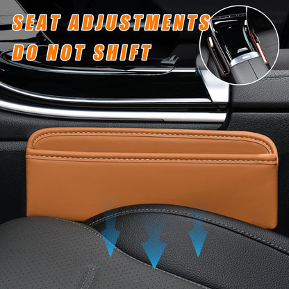 Ziciner Car Seat Gap Organizer, Premium Leather Auto Seat Storage Box, Vehicle Adjustable Front Seat Gap Filler, Car Seat Side Pocket Organizer for Phones, Glasses, Keys, Money, Cards (Black)