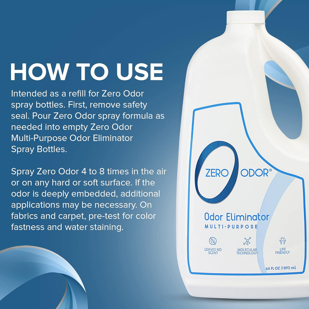 Zero Odor Multi-Purpose Odor Eliminator - Eliminate Air & Surface Odor – Patented Technology Best for Bathroom, Kitchen, Fabric, Closet- Smell Great Again, 8oz (Over 1000 Sprays)